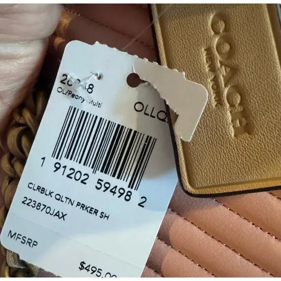 COACH Parker with colorblock quilting and rivets Peony NWT - Picture 10 of 13